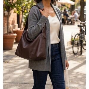 Elegant Brown Faux Leather Shoulder Bag